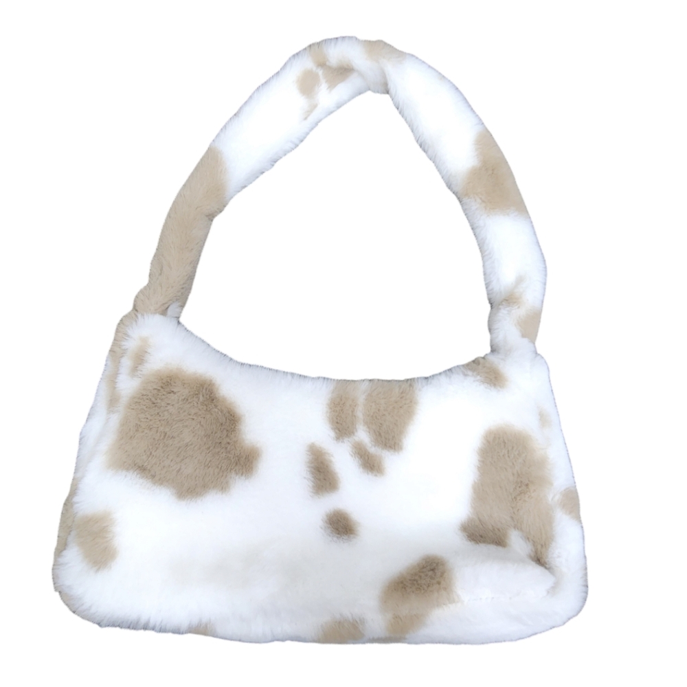3AM Forever Trendy Fluffy Cow Print Underarm Mini Bag Purse
